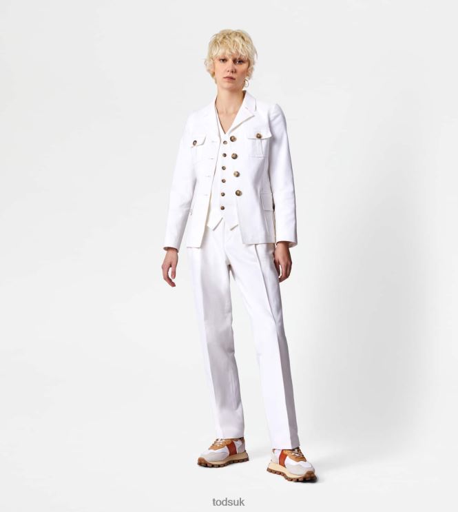 Tod's Women Pants in Stretch Cotton 602L84551 White