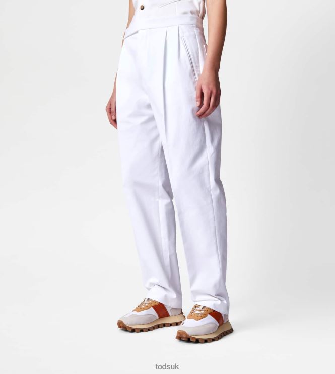 Tod's Women Pants in Stretch Cotton 602L84551 White