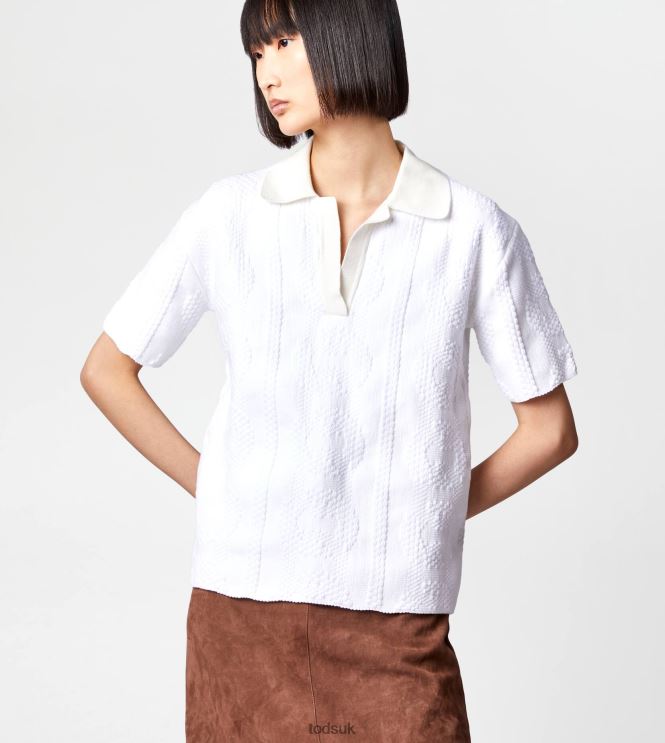 Tod's Women Jacquard Polo Shirt 602L84620 White