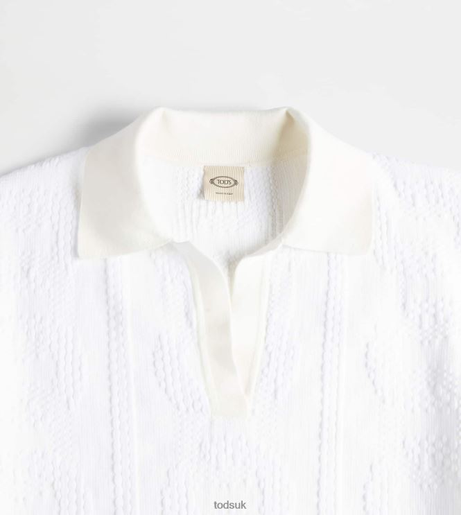 Tod's Women Jacquard Polo Shirt 602L84620 White