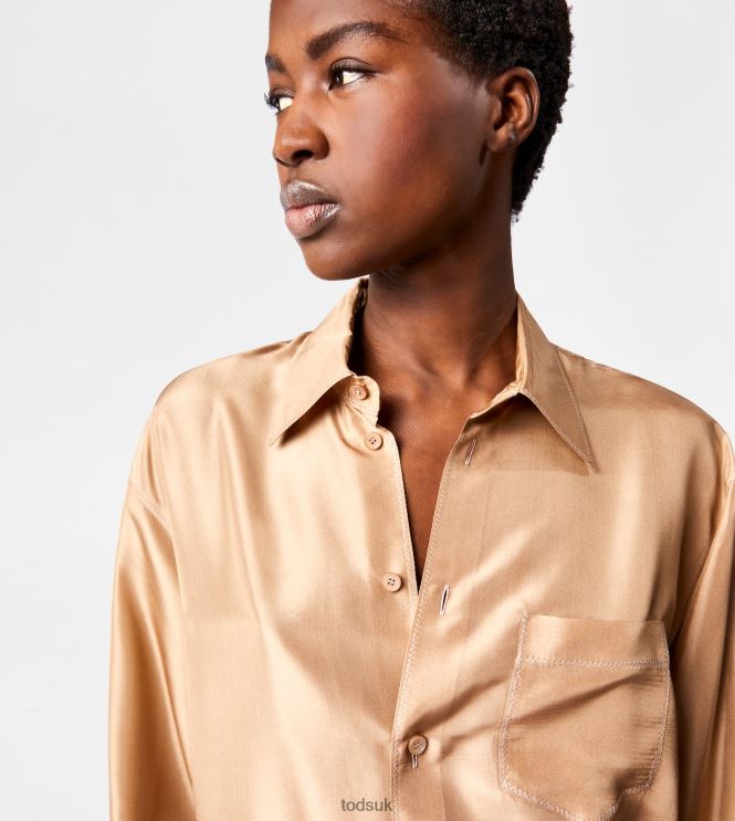 Tod's Women Shirt in Silk 602L84552 Beige