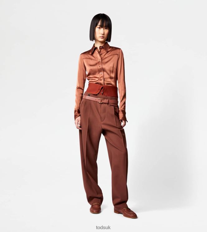 Tod's Women Stretch Shirt 602L84564 Brown