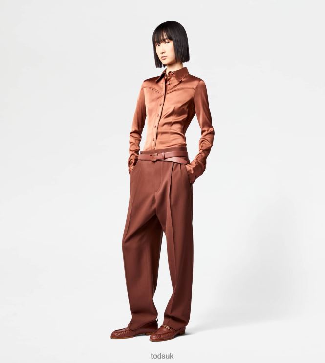 Tod's Women Stretch Shirt 602L84564 Brown