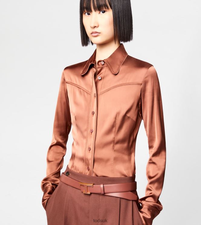 Tod's Women Stretch Shirt 602L84564 Brown