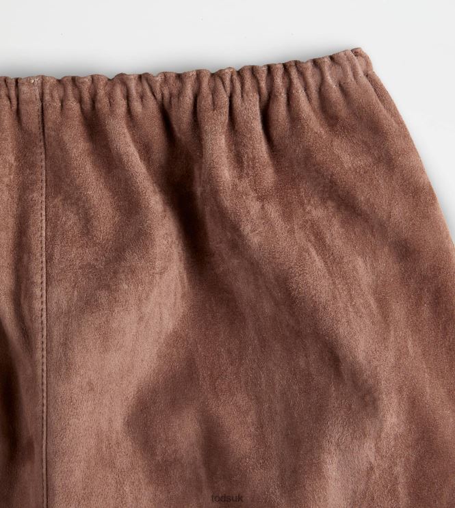 Tod's Women Long Skirt in Suede 602L84573 Brown