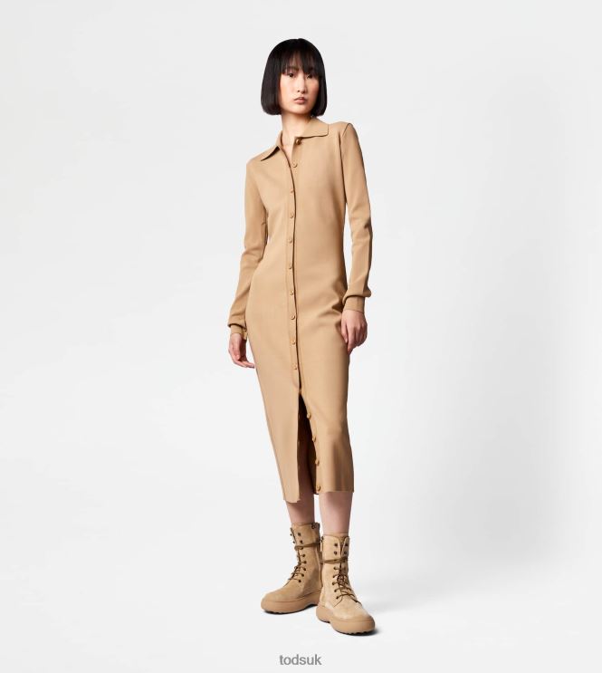 Tod's Women Longuette Dress in Knit 602L84560 Beige