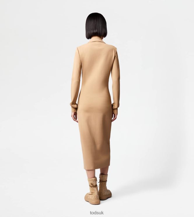 Tod's Women Longuette Dress in Knit 602L84560 Beige