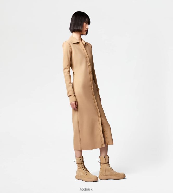 Tod's Women Longuette Dress in Knit 602L84560 Beige