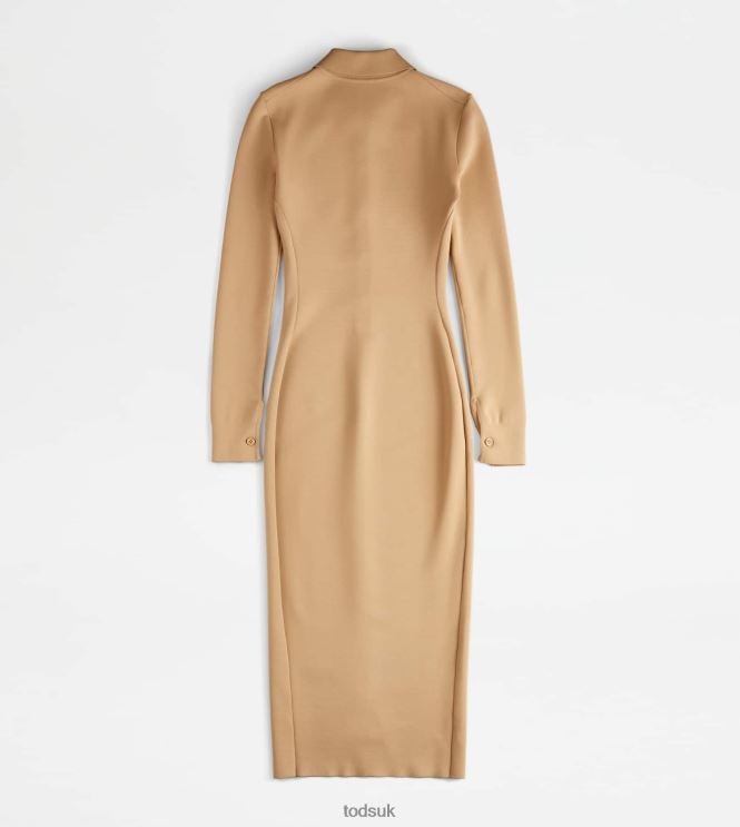 Tod's Women Longuette Dress in Knit 602L84560 Beige