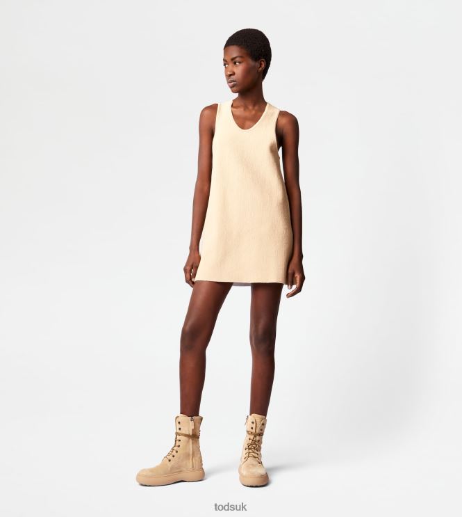 Tod's Women Sheath Dress in Cotton 602L84567 Beige