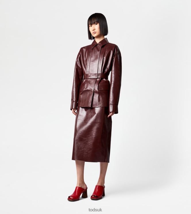Tod's Women Skirt in Leather 602L84586 Brown