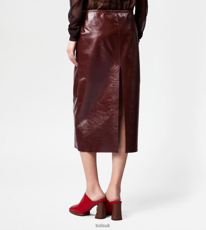 Tod's Women Skirt in Leather 602L84586 Brown