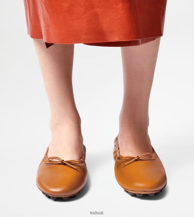 Tod's Women Bubble Ballerinas in Leather 602L84186 Brown