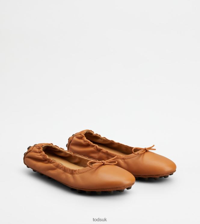 Tod's Women Bubble Ballerinas in Leather 602L84186 Brown