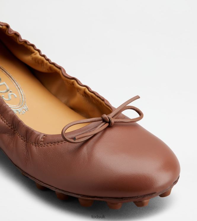 Tod's Women Bubble Ballerinas in Leather 602L84191 Brown