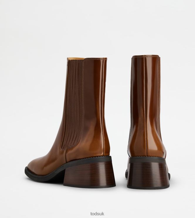 Tod's Women Chelsea Boots in Leather 602L84164 Brown