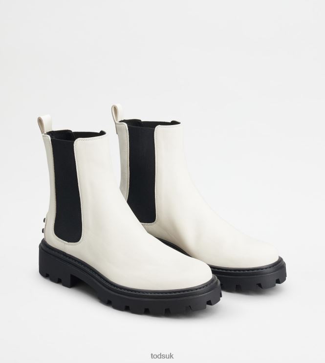 Tod's Women Chelsea Boots in Leather 602L84177 White