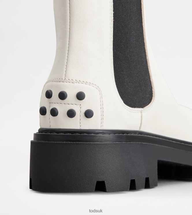 Tod's Women Chelsea Boots in Leather 602L84177 White