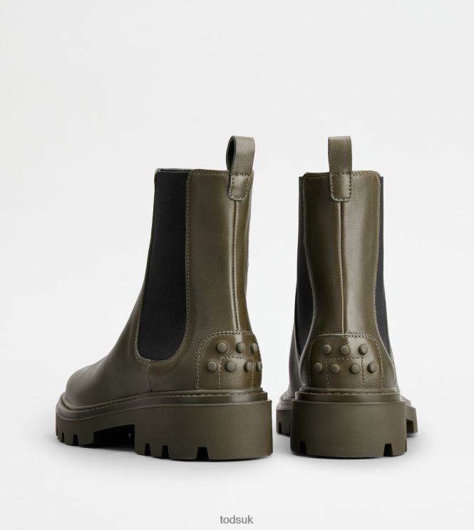 Tod's Women Chelsea Boots in Leather 602L84179 Green