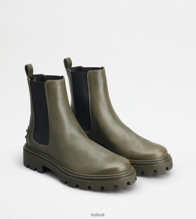 Tod's Women Chelsea Boots in Leather 602L84179 Green