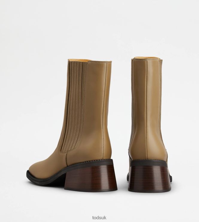 Tod's Women Chelsea Boots in Leather 602L84182 Beige