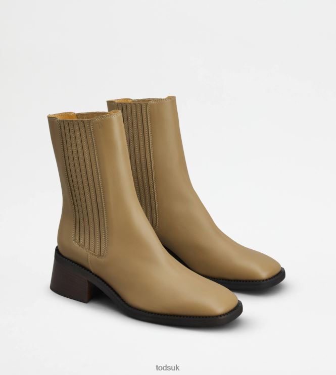 Tod's Women Chelsea Boots in Leather 602L84182 Beige
