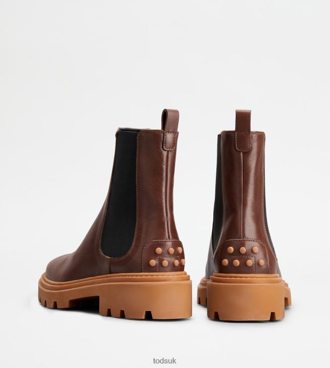 Tod's Women Chelsea Boots in Leather 602L84183 Brown