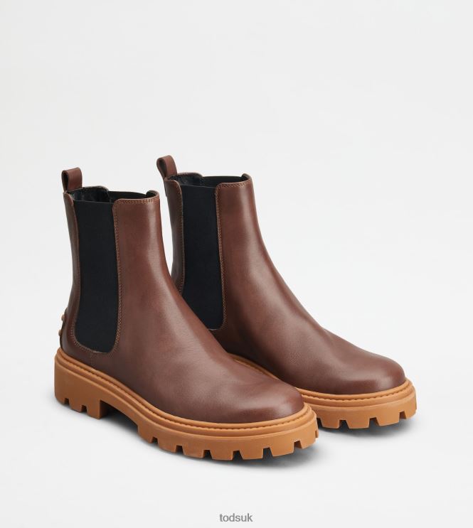 Tod's Women Chelsea Boots in Leather 602L84183 Brown