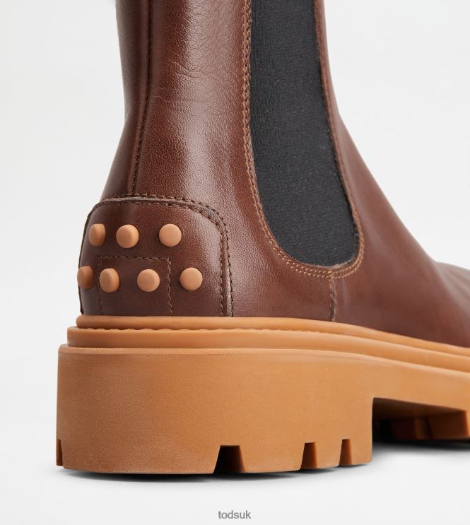 Tod's Women Chelsea Boots in Leather 602L84183 Brown