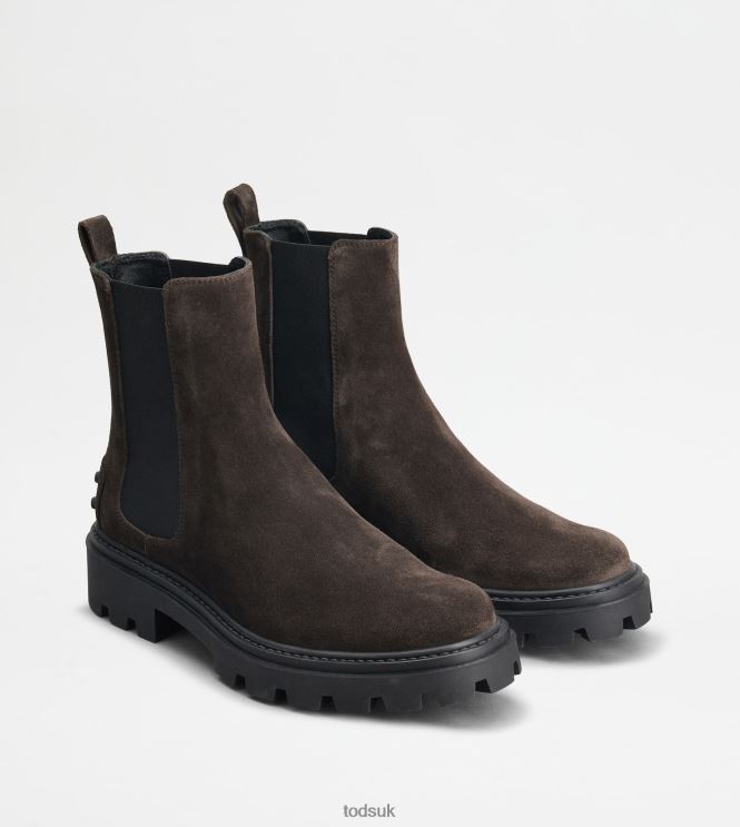 Tod's Women Chelsea Boots in Suede 602L84160 Brown