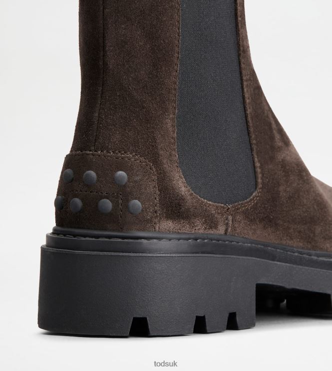 Tod's Women Chelsea Boots in Suede 602L84160 Brown