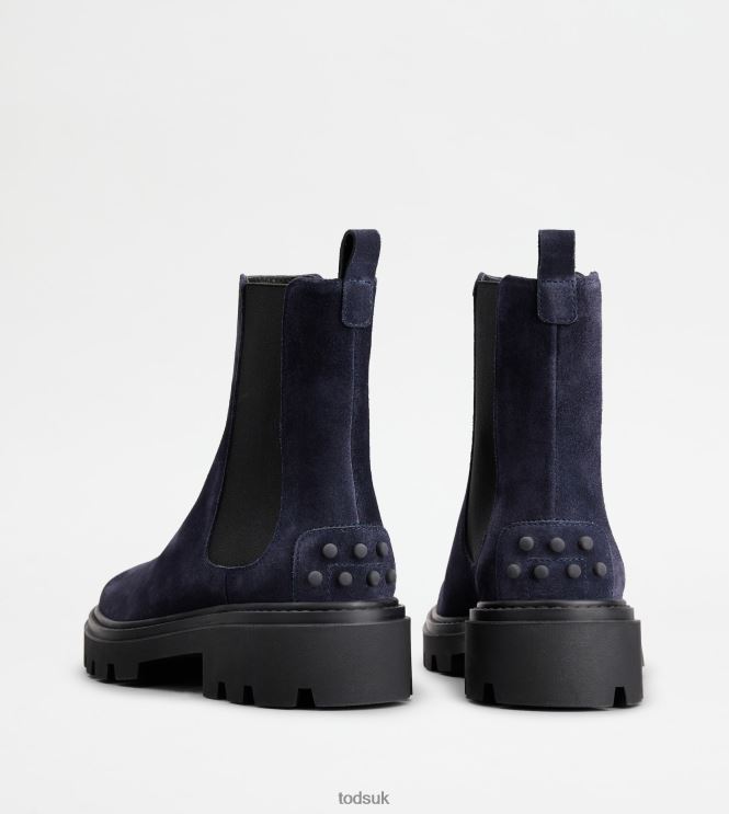 Tod's Women Chelsea Boots in Suede 602L84161 Blue