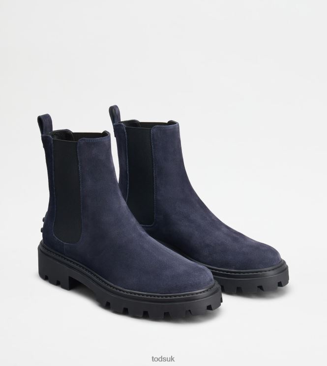 Tod's Women Chelsea Boots in Suede 602L84161 Blue