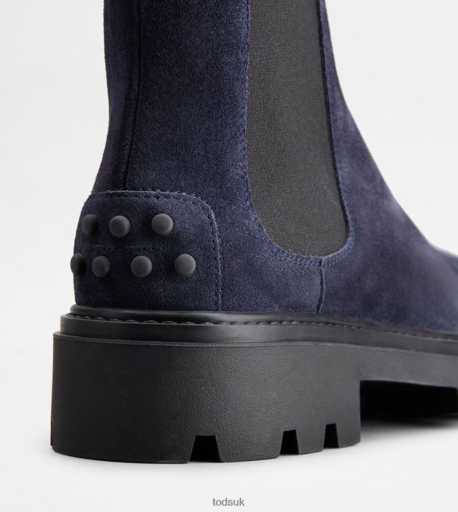 Tod's Women Chelsea Boots in Suede 602L84161 Blue