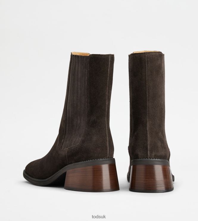 Tod's Women Chelsea Boots in Suede 602L84163 Brown