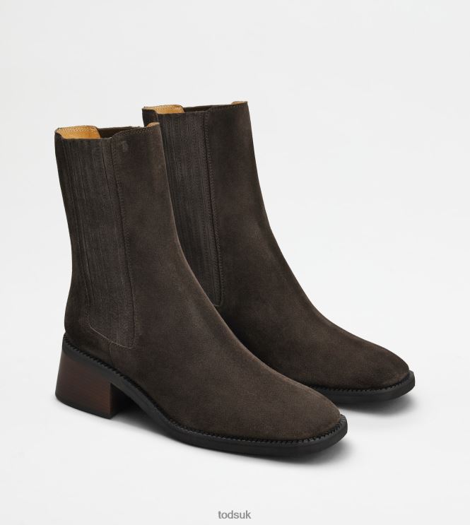 Tod's Women Chelsea Boots in Suede 602L84163 Brown