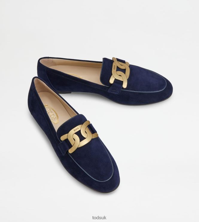 Tod's Women Kate Loafers in Suede 602L8441 Blue