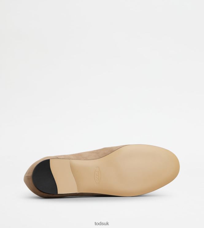 Tod's Women Kate Loafers in Suede 602L8453 Beige