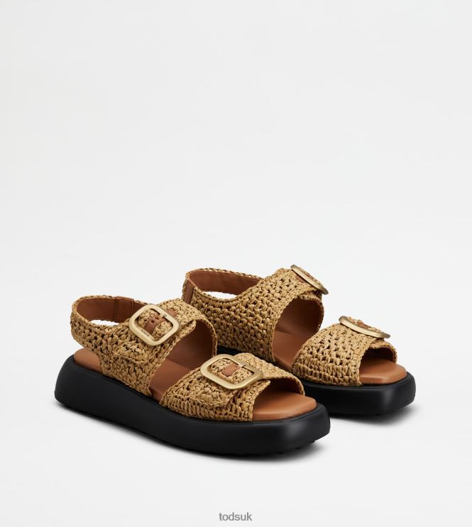 Tod's Women Sandals in Raffia 602L84205 Brown