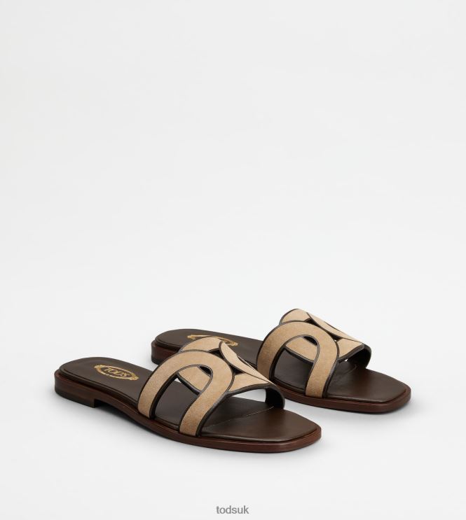 Tod's Women Sandals in Suede 602L84214 Brown