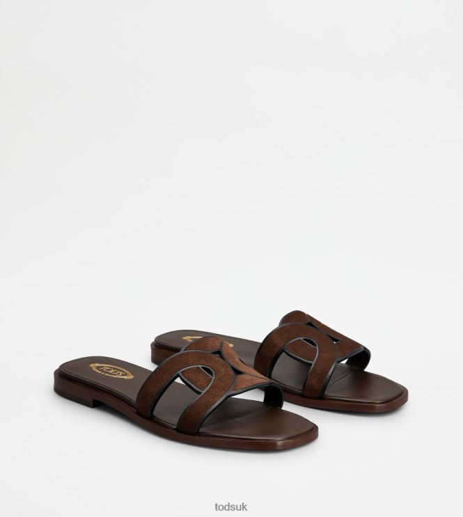 Tod's Women Sandals in Suede 602L84216 Brown