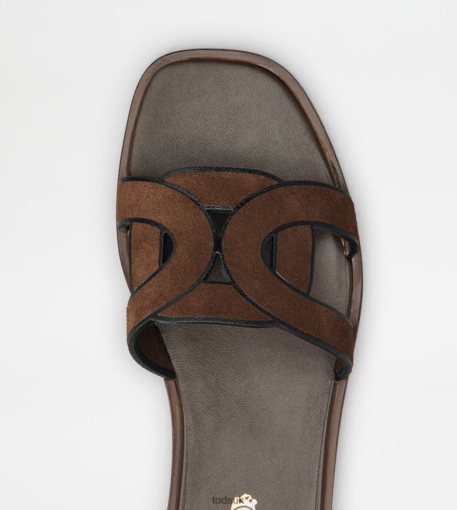 Tod's Women Sandals in Suede 602L84216 Brown