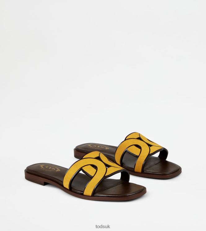 Tod's Women Sandals in Suede 602L84217 Yellow