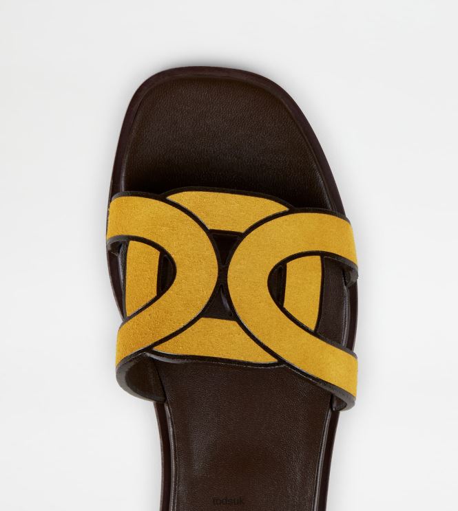 Tod's Women Sandals in Suede 602L84217 Yellow